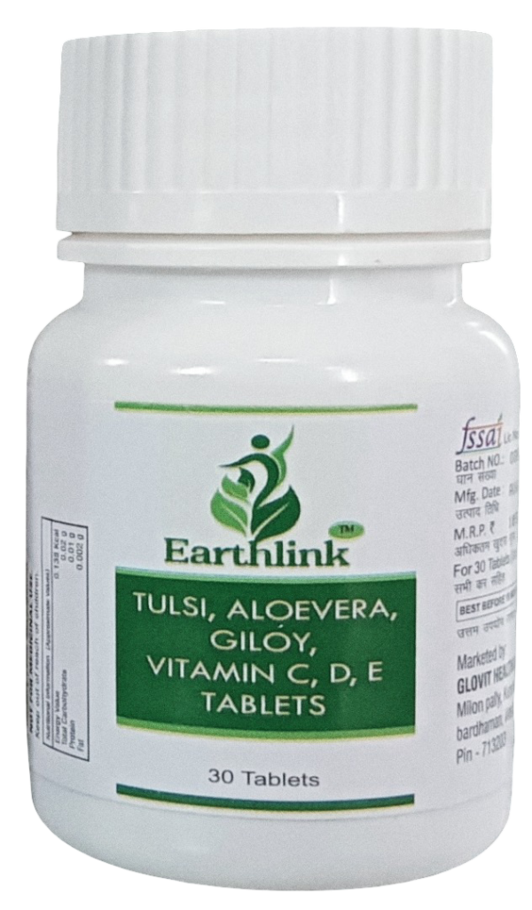 Earthlink Tulsi, Aloevera, Giloy , Curcumin, Vitamin - C, D,E, Zinc Tablets